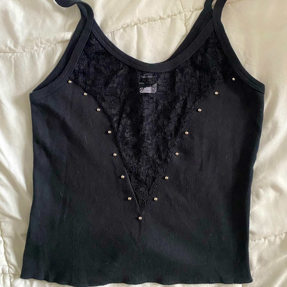 Black tank top with rhinestones